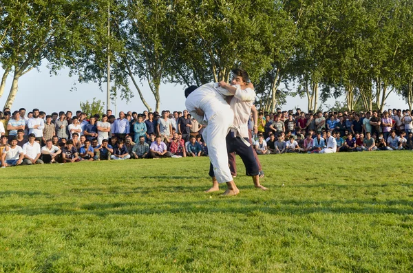 Lucha turcomana de Asia Central en Estambul — Foto de Stock