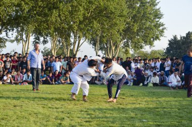 Istanbul'da Orta Asya Türkmen güreş