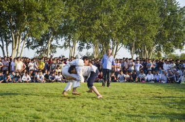 Istanbul'da Orta Asya Türkmen güreş