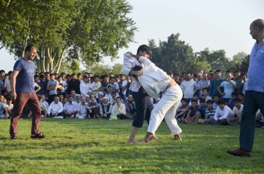 Istanbul'da Orta Asya Türkmen güreş