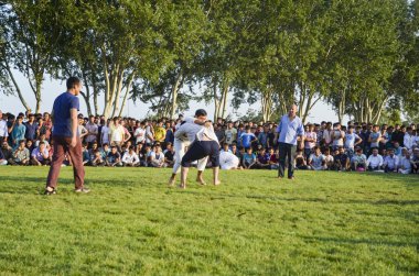 Istanbul'da Orta Asya Türkmen güreş