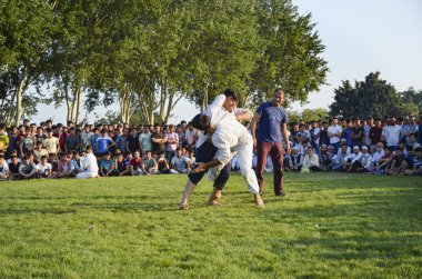 Istanbul'da Orta Asya Türkmen güreş