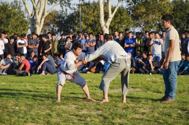 Orta Asya Türkmen çayır güreş Istanbul'da yapıldı