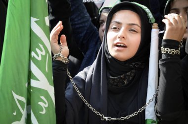 Muslim girl Ashura mourning clipart