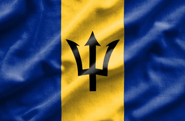 Barbados zászlaja. Jelző van egy részletes reális szövet szerkezete. — Stock Fotó