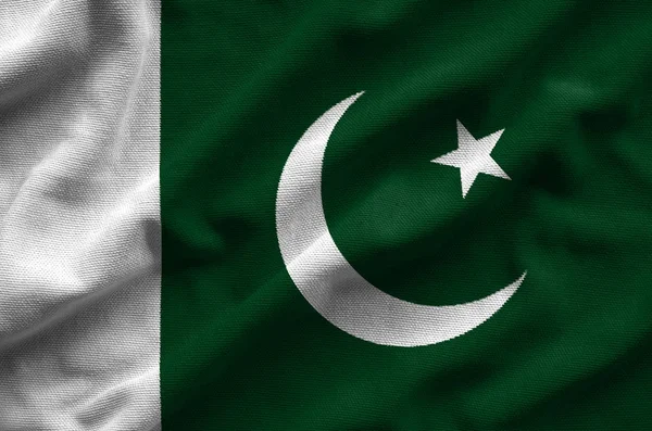 Flag of Pakistan. Flag has a detailed realistic fabric texture.