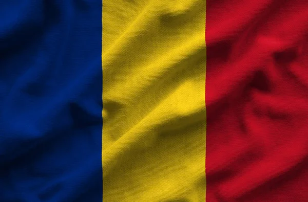 Bandera de Rumania. Bandera tiene una textura de tela realista detallada . — Foto de Stock