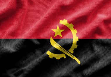 Angola bayrağı. Bayrak detaylı gerçekçi kumaş dokusu vardır.