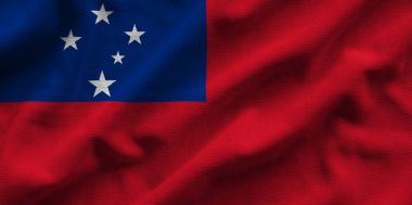 Samoa bayrağı. Bayrak detaylı gerçekçi kumaş dokusu vardır.