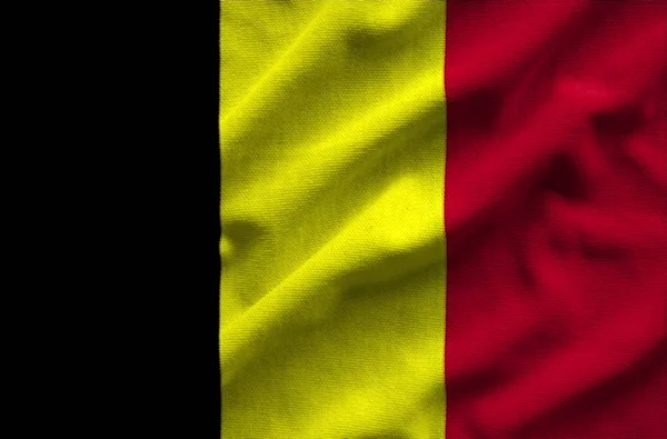 Bandera de Bélgica. Bandera tiene una textura de tela realista detallada . —  Fotos de Stock