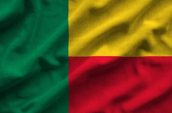 Bandera de Benín. Bandera tiene una textura de tela realista detallada . — Foto de Stock