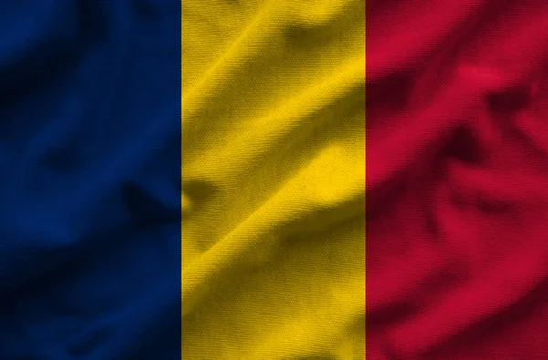 Bandera de Chad. Bandera tiene una textura de tela realista detallada . — Foto de Stock