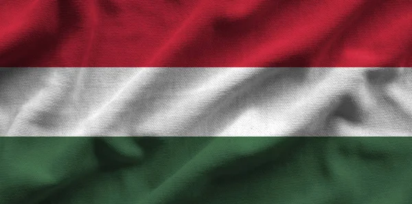 Macaristan bayrağı. Bayrak detaylı gerçekçi kumaş dokusu vardır. — Stok fotoğraf