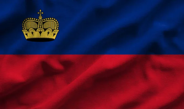 Bandera de Liechtenstein. Bandera tiene un texto detallado tejido realista — Foto de Stock