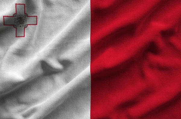 Malta bayrağı. Bayrak detaylı gerçekçi kumaş dokusu vardır. — Stok fotoğraf