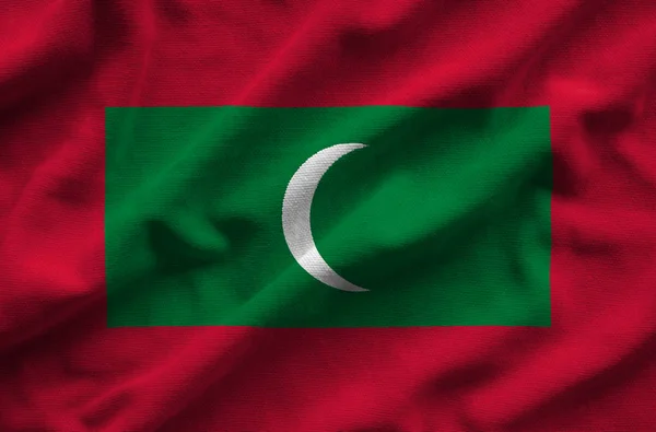 Прапор Мальдіви. Прапор має докладну реалістичні тканина текстури. — стокове фото