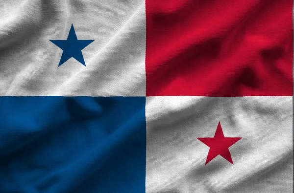 Panama zászlaja. Jelző van egy részletes reális szövet szerkezete. — Stock Fotó