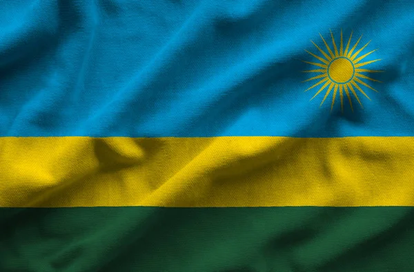 Flag of Rwanda. Flag has a detailed realistic fabric texture.