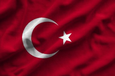 Türkiye'nin bayrak. Bayrak detaylı gerçekçi kumaş dokusu vardır.