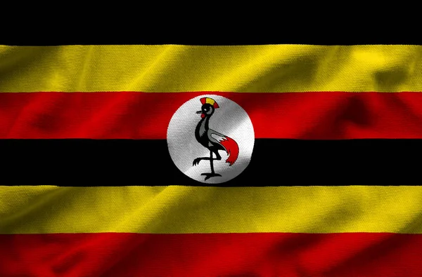 Bandiera dell'Uganda. Bandiera ha una trama dettagliata tessuto realistico . — Foto Stock