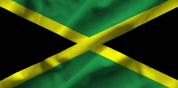 ジャマイカの旗。フラグは詳細な現実的な生地のテクスチャ. — ストック写真