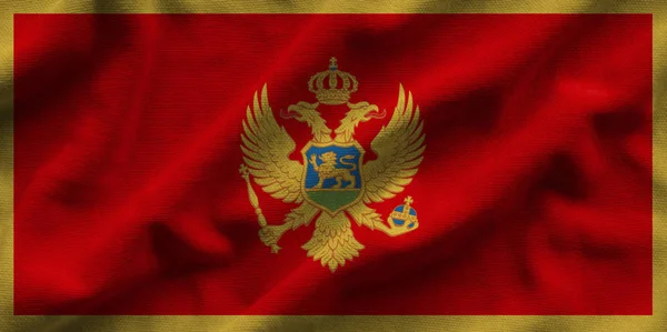 Bandera de Montenegro. Bandera tiene una textura de tela realista detallada — Foto de Stock