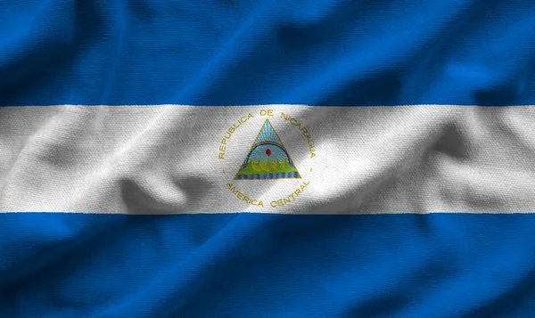 Bandera de Nicaragua. Bandera tiene una textura de tela realista detallada . — Foto de Stock
