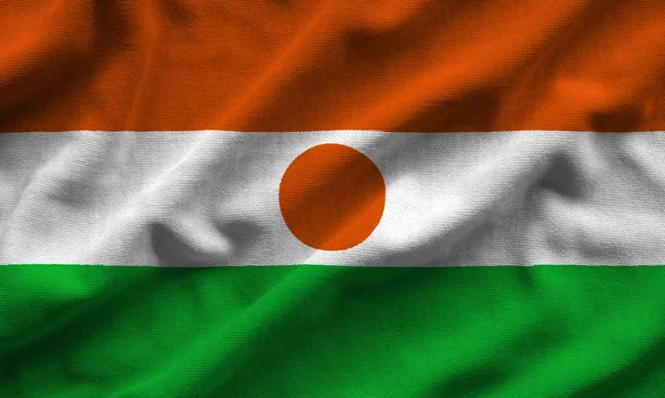 Vlag van Niger. De vlag heeft een gedetailleerde realistische stof textuur. — Stockfoto
