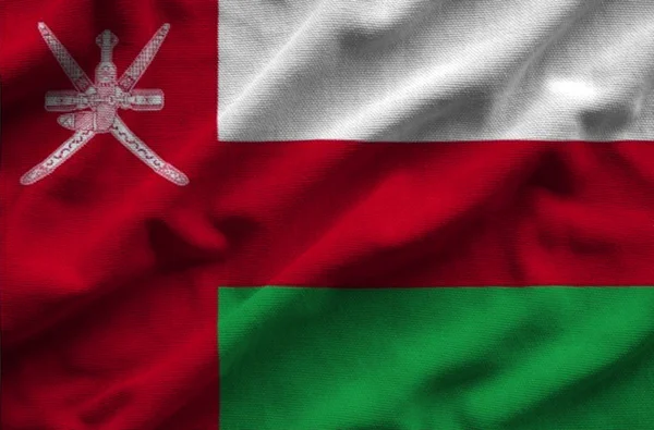 Vlag van Oman. De vlag heeft een gedetailleerde realistische stof textuur. — Stockfoto