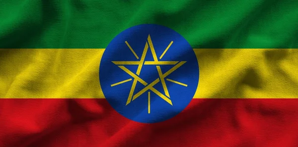 Etiyopya bayrağı. Bayrak detaylı gerçekçi kumaş dokusu vardır.