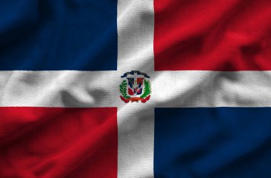 Diminican bayrağı. Bayrak detaylı gerçekçi kumaş dokusu vardır.