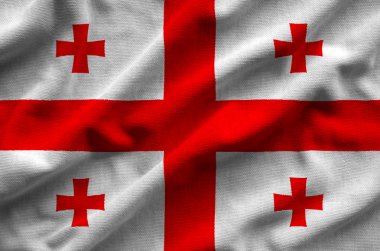 Gürcistan bayrağı. Bayrak detaylı gerçekçi kumaş dokusu vardır.