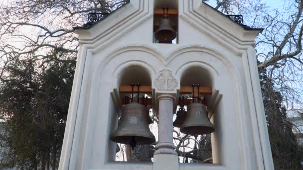 Campanario Iglesia de la Santa Cruz en Livadia — Vídeos de Stock