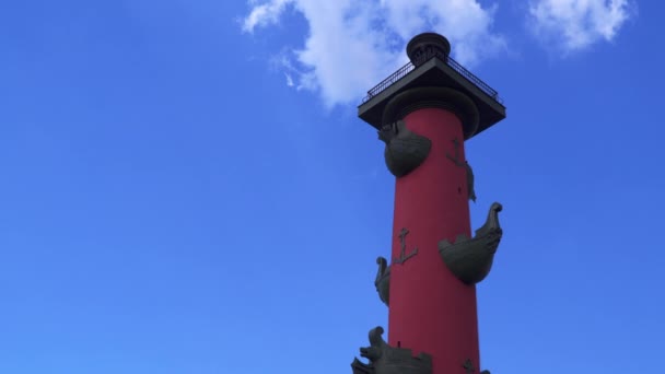 Rostraal kolom een van de symbolen van Sint-Petersburg — Stockvideo
