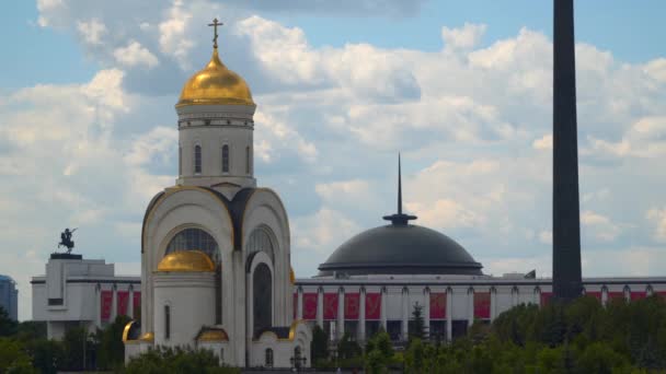 Kirche des hl. Georges auf dem Poklonnaya-Hügel Moskau — Stockvideo