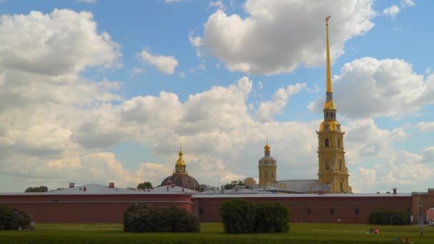 Lawn under the walls of the Peter and Paul Fortress — Stock Video