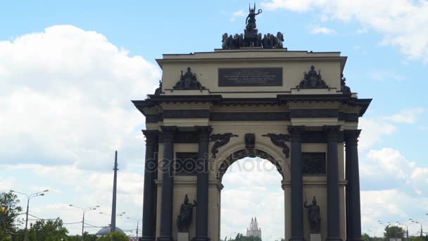 The Moscow Triumphal Gates is a triumphal arch in Moscow — Stock Video