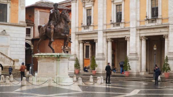 Ρώμη Ιταλία Μαρτίου 2018 Άγαλμα Marco Aurelio — Αρχείο Βίντεο
