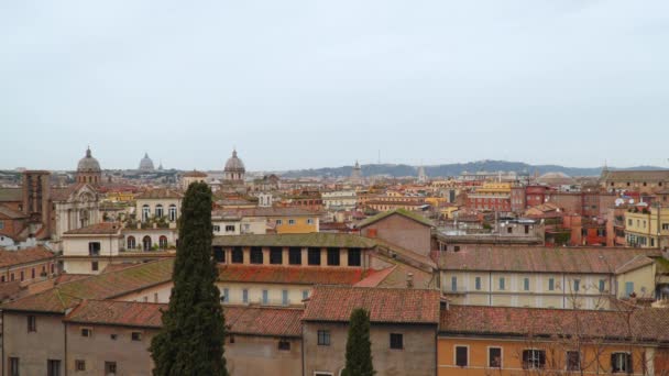 Techos Rojos Ciudad Roma Italia Vista Desde Arriba — Vídeo de stock