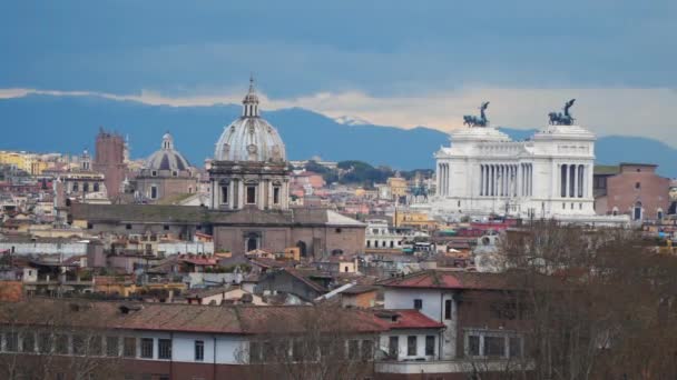 Θέα Από Λόφο Στο Μνημείο Vittorio Emanuele Για Ρώμη — Αρχείο Βίντεο