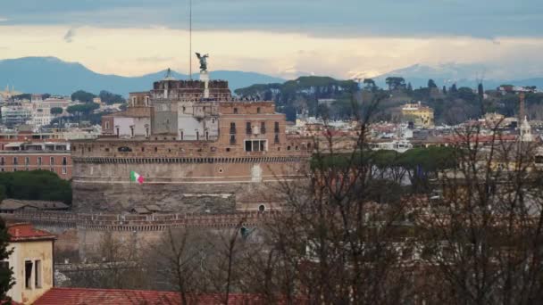 Θέα Από Λόφο Στο Κάστρο Sant Angelo Για Ρώμη — Αρχείο Βίντεο