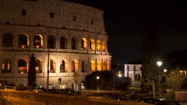 Colosseum Night Rome Italy — Stock Video