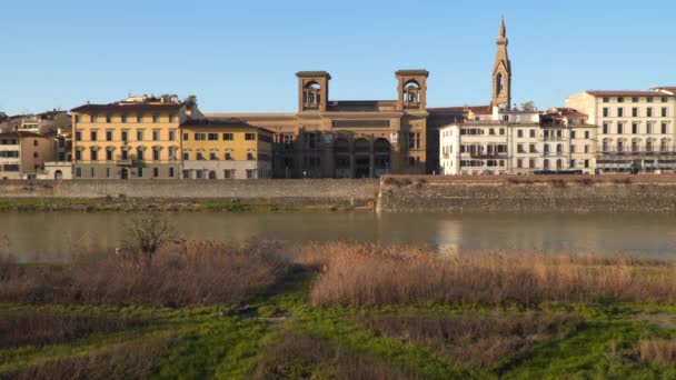 Nationale Zentralbibliothek Von Florenz Ufer Des Arno — Stockvideo