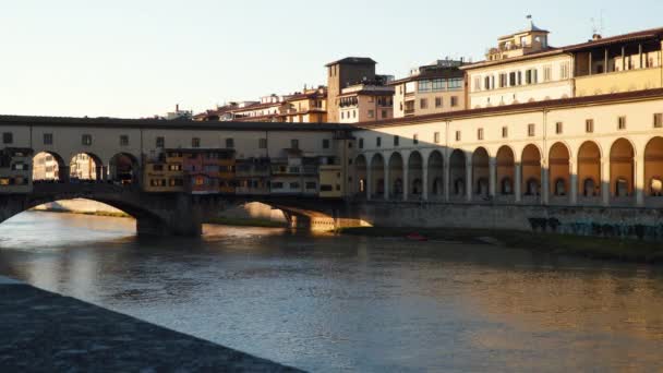 Brug Van Ponte Vecchio Rivier Arno — Stockvideo