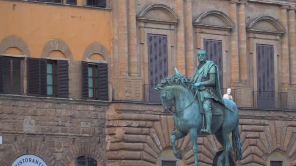 Florenz Italien März 2018 Das Reiterdenkmal Von Cosimo Ist Eine — Stockvideo