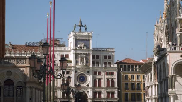 Venedig Italien Mars 2018 Clock Tower Mark — Stockvideo