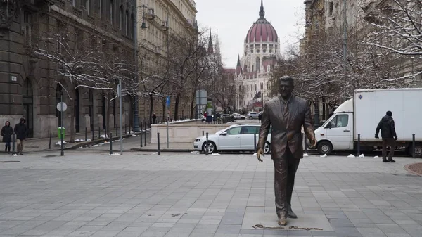 Pomnik prezydenta USA Ronalda Reagana w Budapest, Węgry. — Zdjęcie stockowe
