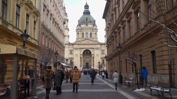 Budapeşte Macaristan Mart 2018 Street Turist Stephen Bazilikası Nın Önünde — Stok video