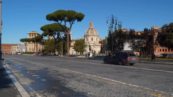 Рим Италия Марта 2018 Года Dei Fori Imperiali Улица Центре — стоковое видео