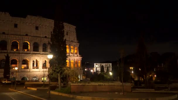 Roma Itália Coliseu Noite — Vídeo de Stock